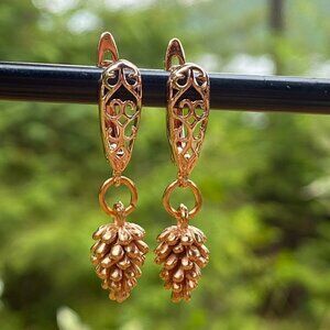 Rose Gold Plated Pine Cone Earrings